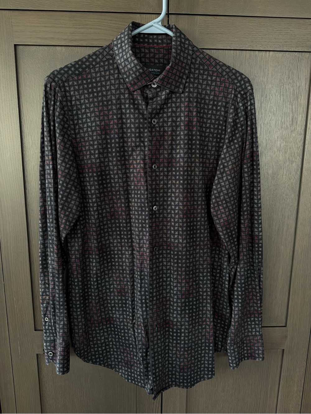 Bugatchi Men's Black Print Button-Down Shirt Men’s S